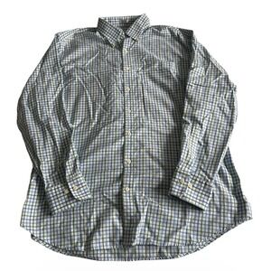 Peter Millar Nanoluxe Easycare Shirt Mens XL Blue Green Check Button Down Cotton